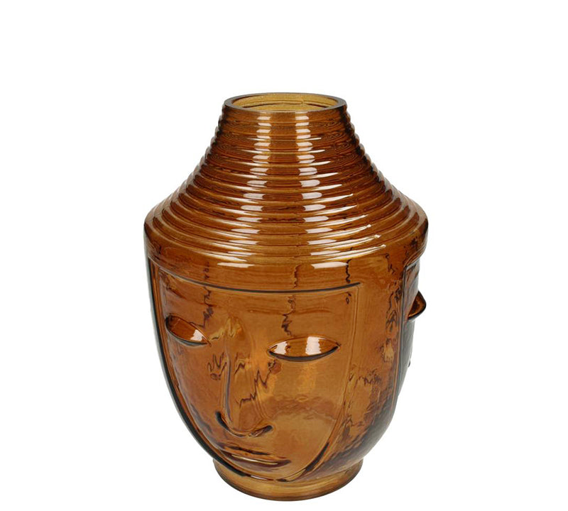 Γυάλινο βάζο "Face" καφέ χρ.,18x25cm