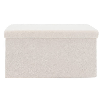 Σκαμπό-μπαούλο Forward pakoworld ύφασμα μπουκλέ ivory 76.5x38x37.5εκ