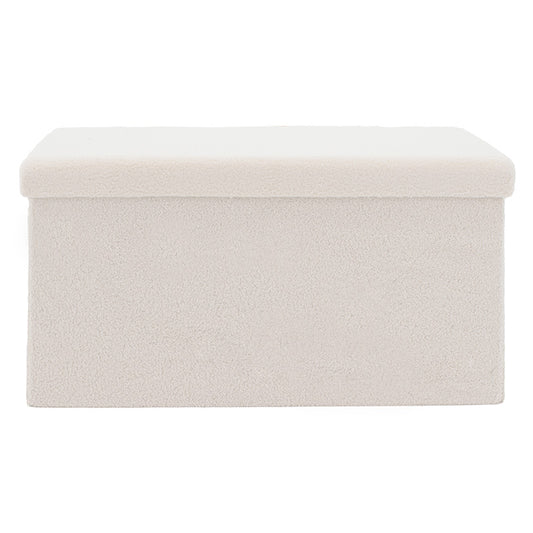 Σκαμπό-μπαούλο Forward pakoworld ύφασμα μπουκλέ ivory 76.5x38x37.5εκ