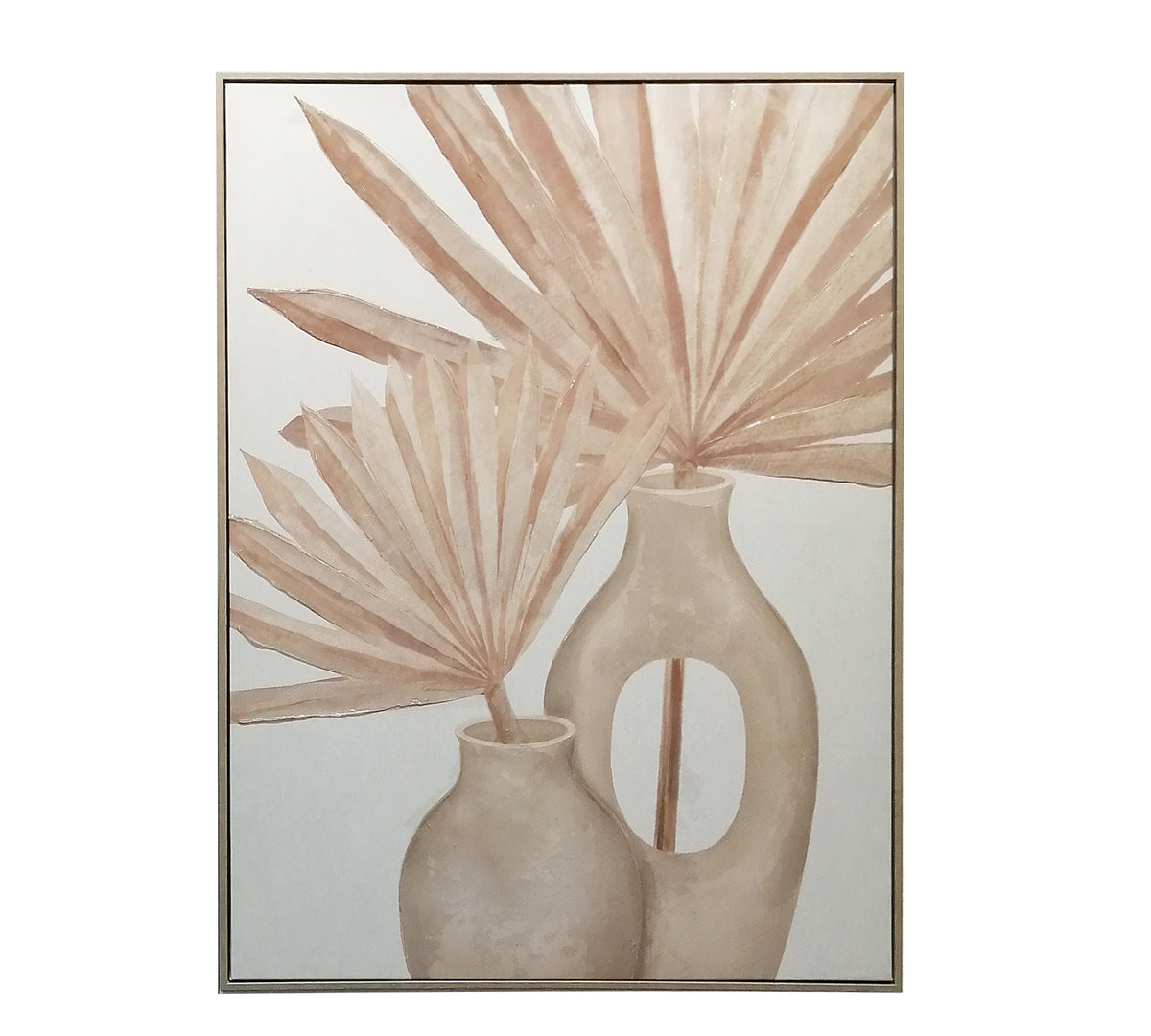 Ελαιοτυπία σε καμβά με φύλλα αρεκα,76x100cm