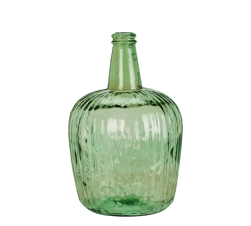 Vintage βάζο απο ανακυκλωμένο γυαλί λαδί χρώμα 37cm