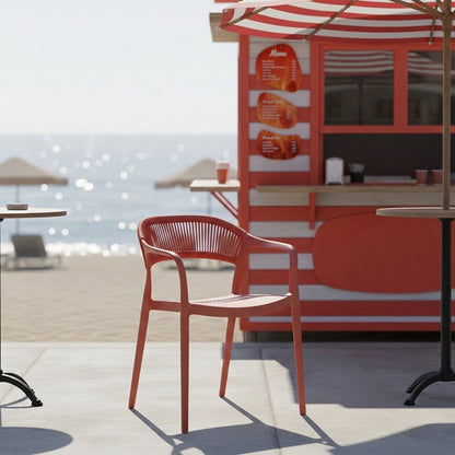 Πολυθρόνα Ankara pakoworld στοιβαζόμενη pp-pe rattan σε terracotta απόχρωση 54x55.5x77εκ