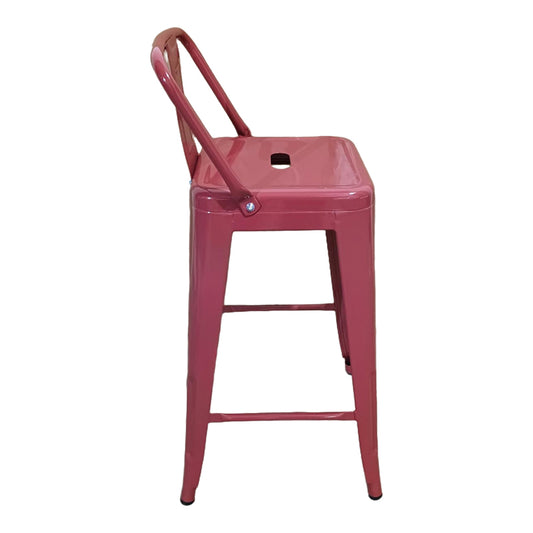 Σκαμπό μπαρ μεσαίου ύψους με πλάτη Utopia pakoworld terracotta 42x42x86εκ