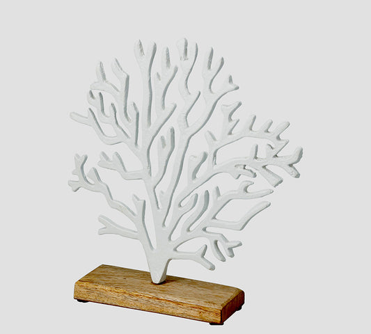 Kοράλι σε ξύλινη βάση λευκο χρ.,27cm
