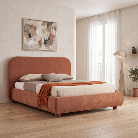 Κρεβάτι Salena pakoworld terracotta ύφασμα 160x200εκ