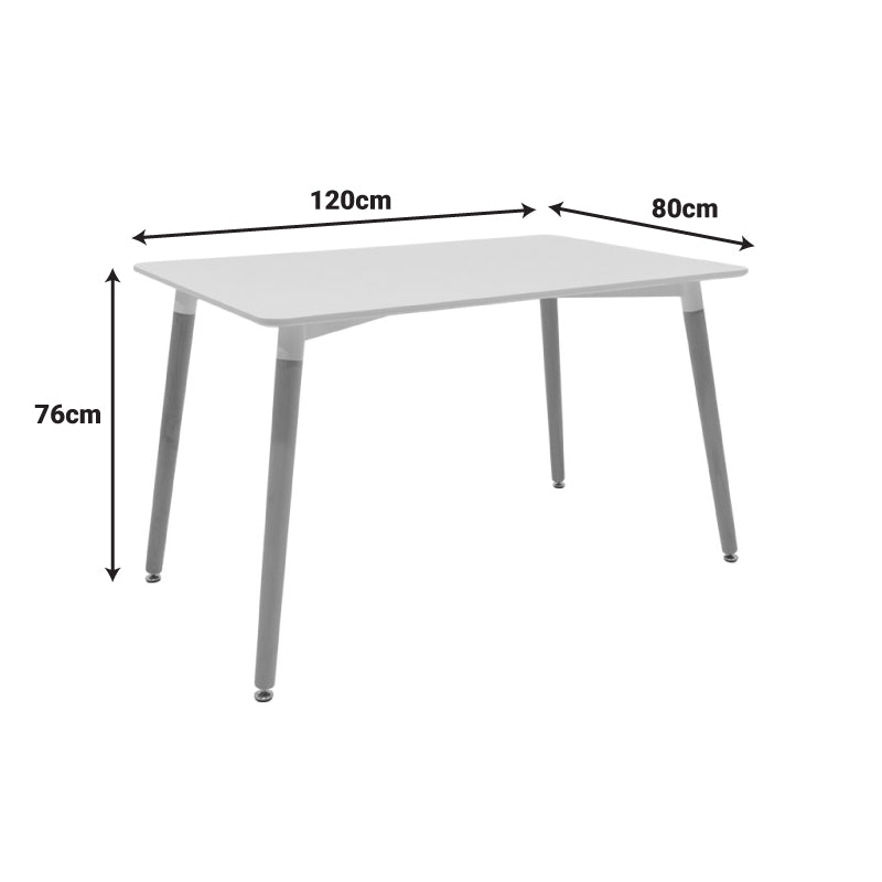 Τραπέζι Natali pakoworld MDF λευκό-πόδια φυσικό 120x80x76εκ