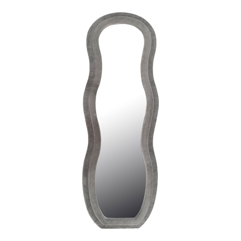 Καθρέπτης Glinde Inart βελούδο σε γκρι απόχρωση 50x3.3x150εκ