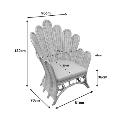 Πολυθρόνα Fragia Inart με μπεζ μαξιλάρι-φυσικό rattan 85x96x120εκ