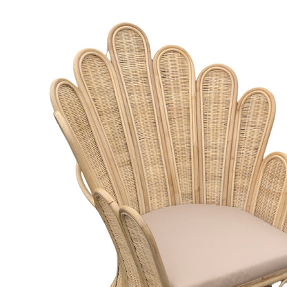 Πολυθρόνα Fragia Inart με μπεζ μαξιλάρι-φυσικό rattan 85x96x120εκ