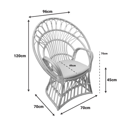 Πολυθρόνα Boloni Inart με μπεζ μαξιλάρι-φυσικό rattan 96x70x120εκ