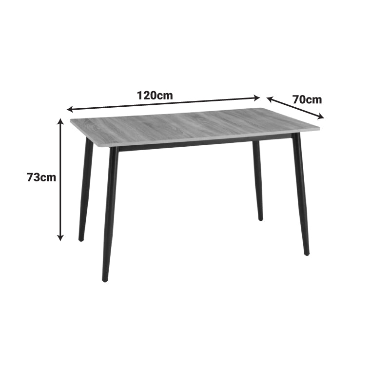 Τραπέζι Loza pakoworld sonoma MDF με μαύρο μεταλλικό πόδι 120x70x73εκ