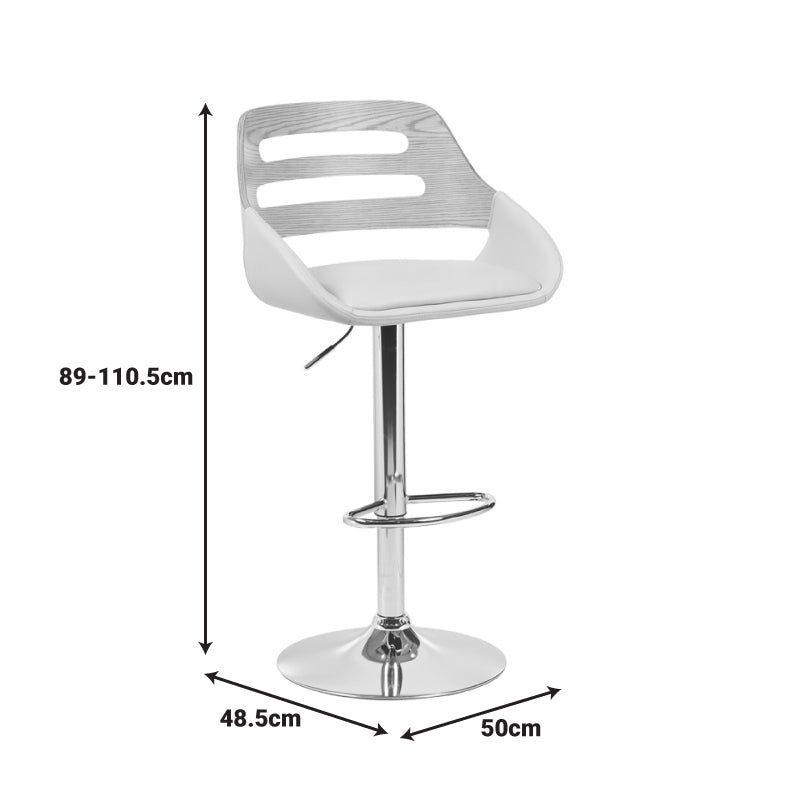 Σκαμπό μπαρ Fern pakoworld πτυσσόμενο-περιστρεφόμενο μπεζ pu- ξύλο γκρι- μέταλλο χρωμίου 50x48.5x89-