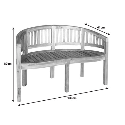 Καναπές διθέσιος Coren pakoworld φυσικό teak ξύλο 130x61x87εκ