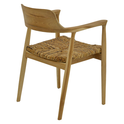 Πολυθρόνα Denverone pakoworld φυσικό teak ξύλο και ψάθα 57x54x79εκ