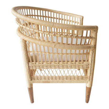 Πολυθρόνα Necorian paakoworld teak ξύλο με pe rattan σε φυσική απόχρωση και λευκό μαξιλάρι 80x70x87ε