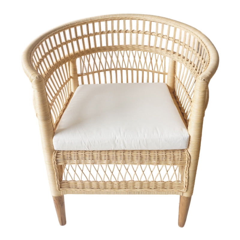 Πολυθρόνα Necorian paakoworld teak ξύλο με pe rattan σε φυσική απόχρωση και λευκό μαξιλάρι 80x70x87ε