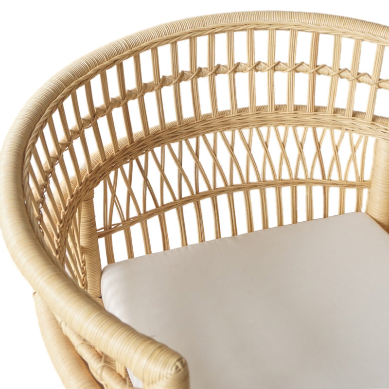 Πολυθρόνα Necorian paakoworld teak ξύλο με pe rattan σε φυσική απόχρωση και λευκό μαξιλάρι 80x70x87ε