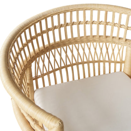 Πολυθρόνα Necorian paakoworld teak ξύλο με pe rattan σε φυσική απόχρωση και λευκό μαξιλάρι 80x70x87ε