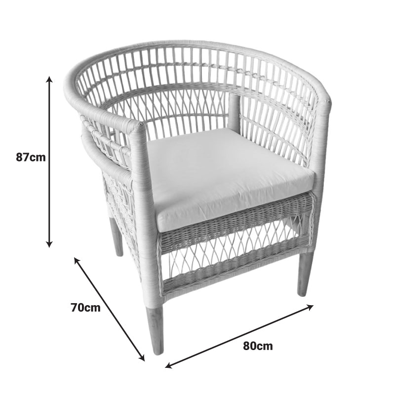 Πολυθρόνα Necorian paakoworld teak ξύλο με pe rattan σε φυσική απόχρωση και λευκό μαξιλάρι 80x70x87ε