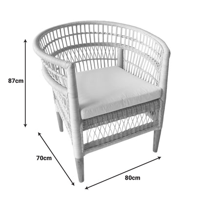 Πολυθρόνα Necorian paakoworld teak ξύλο με pe rattan σε φυσική απόχρωση και λευκό μαξιλάρι 80x70x87ε