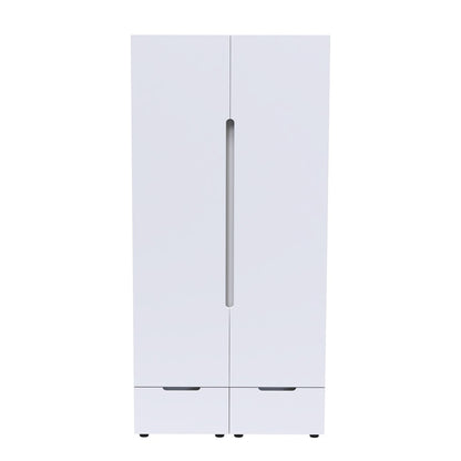Ντουλάπα δίφυλλη Afina pakoworld mdf σε λευκή glossy απόχρωση 100x57x213εκ