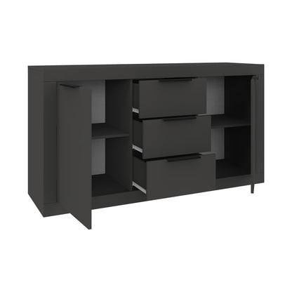 Μπουφές Doha pakoworld σε ανθρακί απόχρωση 150x45x80.5εκ