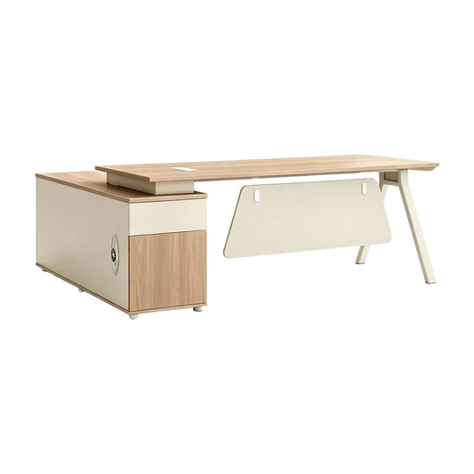 Γραφείο εργασίας επαγγελματικό αναστρέψιμο Stark pakoworld γωνιακό σε oak-μπεζ απόχρωση 200x90x75εκ