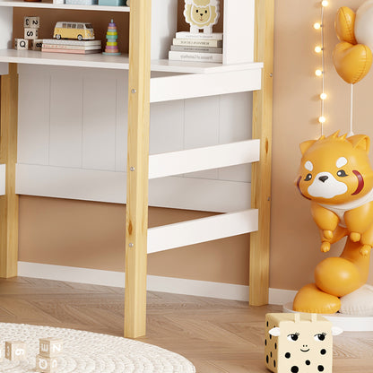 Παιδικό κρεβάτι Bedria pakoworld τ. Montessori ξύλο σε λευκή-φυσική απόχρωση 90x190εκ