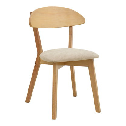 Καρέκλα Canon pakoworld rubberwood σε φυσική απόχρωση με γκρι μπεζ ύφασμα 43x52x83,5εκ