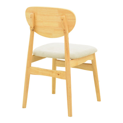 Καρέκλα Cardith pakoworld rubberwood-plywood σε φυσική απόχρωση-ύφασμα γκρι-μπεζ 48x51x78εκ