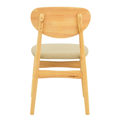 Καρέκλα Cardith pakoworld rubberwood-plywood σε φυσική απόχρωση-pu μπεζ 48x51x78εκ