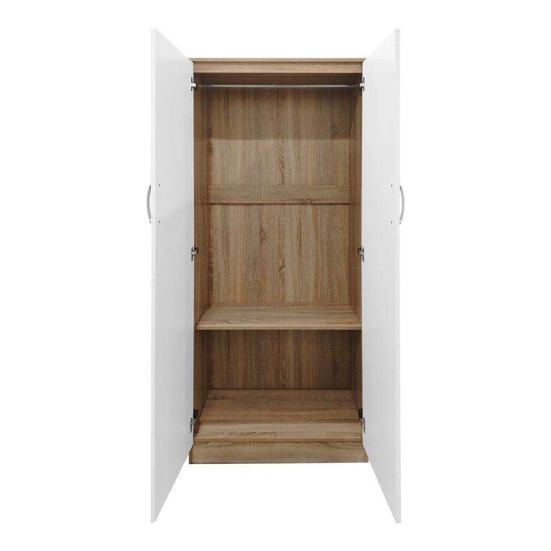 Ντουλάπα δίφυλλη Athos pakoworld σε sonoma-λευκή απόχρωση 80x42x180εκ