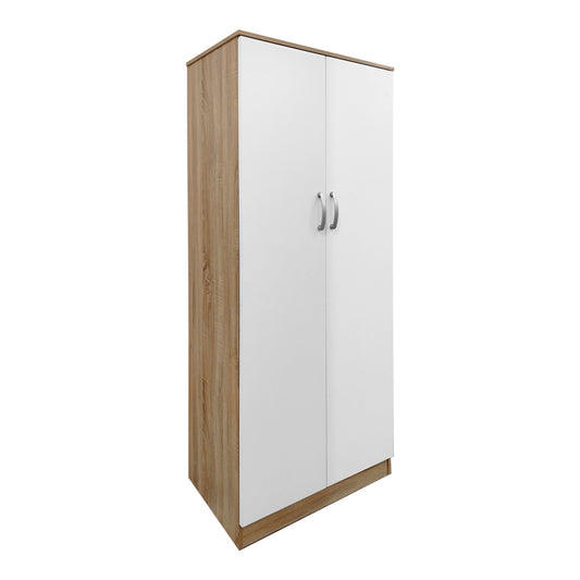 Ντουλάπα δίφυλλη Athos pakoworld σε sonoma-λευκή απόχρωση 80x42x180εκ