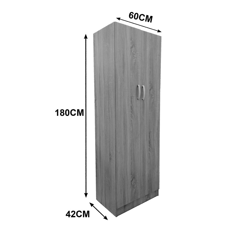 Ντουλάπα δίφυλλη Athos pakoworld σε λευκή απόχρωση 60x42x180εκ