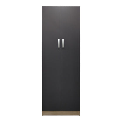 Ντουλάπα δίφυλλη Athos pakoworld σε sonoma-ανθρακί απόχρωση 60x42x180εκ