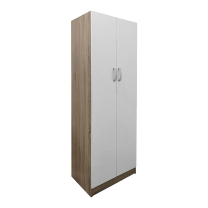 Ντουλάπα δίφυλλη Athos pakoworld σε sonoma-λευκή απόχρωση 60x42x180εκ