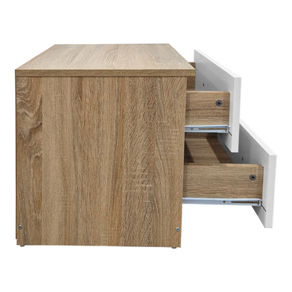 Κομοδίνο Athos pakoworld σε sonoma-λευκή απόχρωση 48x40x41.5εκ