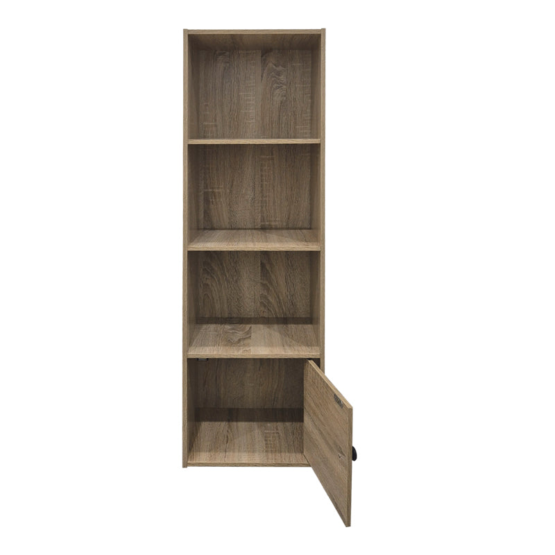 Βιβλιοθήκη-στήλη Lenobia pakoworld με ντουλάπι sonoma 30.5x24x95εκ