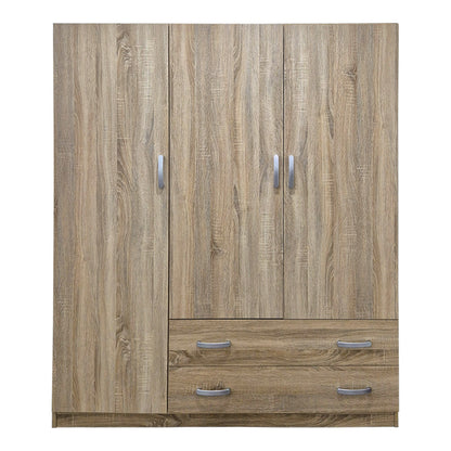 Ντουλάπα τρίφυλλη με 2 συρτάρια Alvia pakoworld sonoma 150x51x180εκ