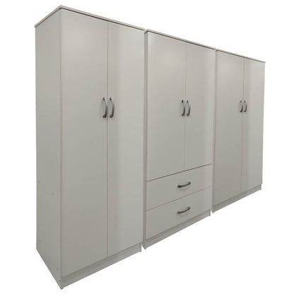 Ντουλάπα εξάφυλλη Athos I pakoworld λευκή 240x42x180εκ