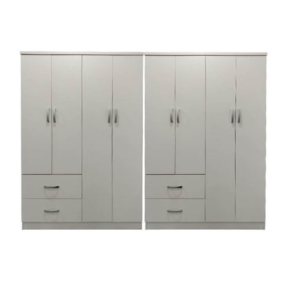 Ντουλάπα οχτάφυλλη Athos pakoworld λευκή 241x42x181εκ