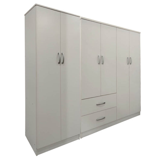 Ντουλάπα εξάφυλλη Athos Ι pakoworld λευκή 200,5x42x180εκ