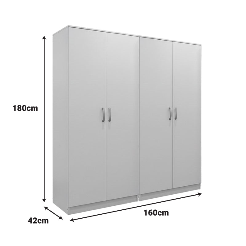 Ντουλάπα τετράφυλλη Athos Ι pakoworld λευκή 160x42x180εκ