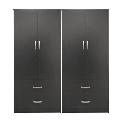 Ντουλάπα τετράφυλλη με συρτάρια Athos pakoworld wenge 160x42x180εκ