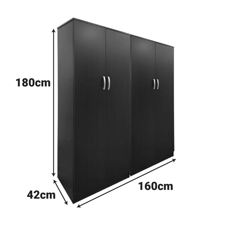 Ντουλάπα τετράφυλλη Athos Ι pakoworld wenge 160x42x180εκ