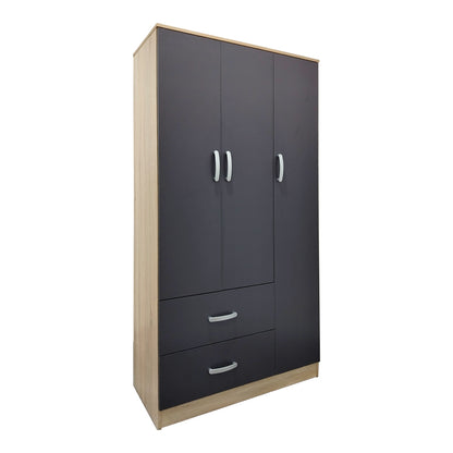 Ντουλάπα εξάφυλλη Athos pakoworld sonoma-ανθρακί 180x42x180εκ