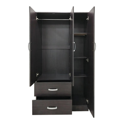 Ντουλάπα εξάφυλλη με πατάρι Athos pakoworld wenge 180x42x240εκ