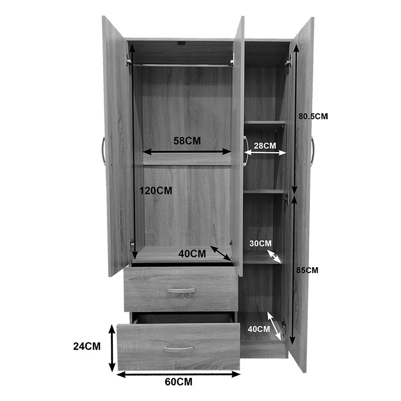 Ντουλάπα πεντάφυλλη με πατάρι Athos I pakoworld wenge 170x42x240εκ