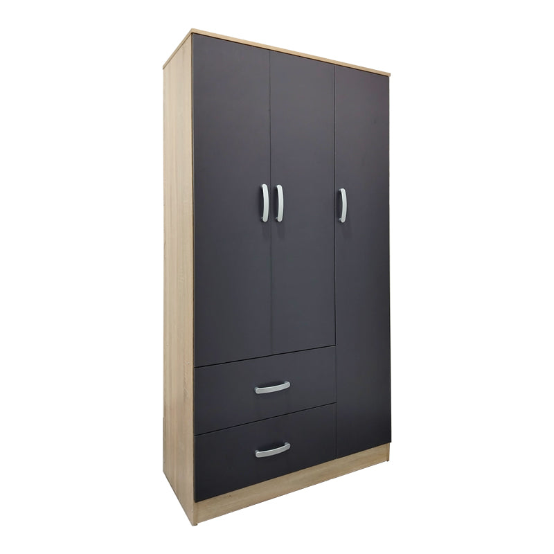Ντουλάπα εξάφυλλη με πατάρι Athos pakoworld sonoma-ανθρακί 180x42x240εκ