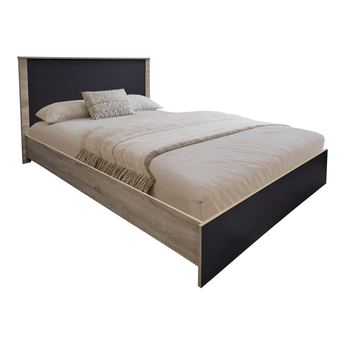 Σετ Κρεβατοκάμαρας Athos Sonoma Ανθρακί με Κρεβάτι 140x200εκ Σετ 3τεμ